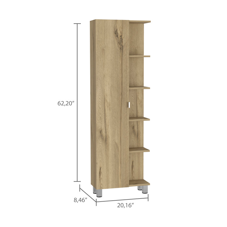 Portland 5 Shelf Linen Cabinet Light Oak