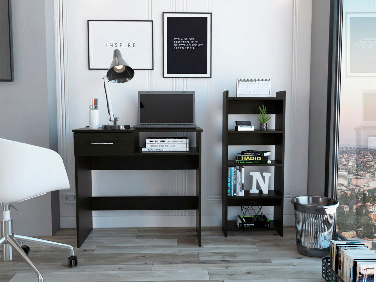 2 Piece 7 Shelf 1 Drawer Home Office Set Wenge