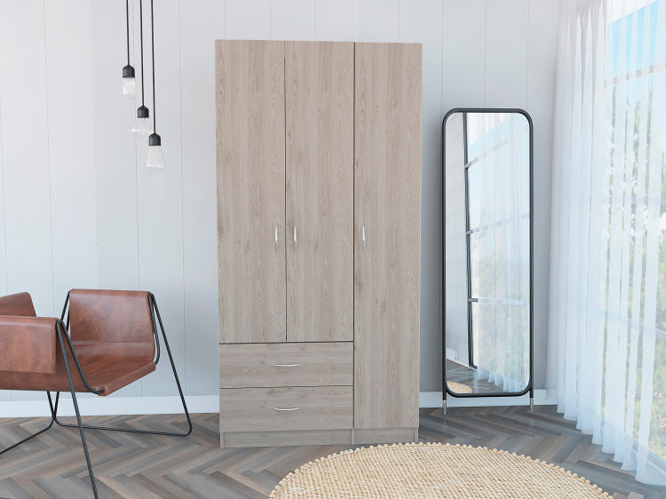 Rowaton 2 Drawer 3 Door Armoire Light Gray
