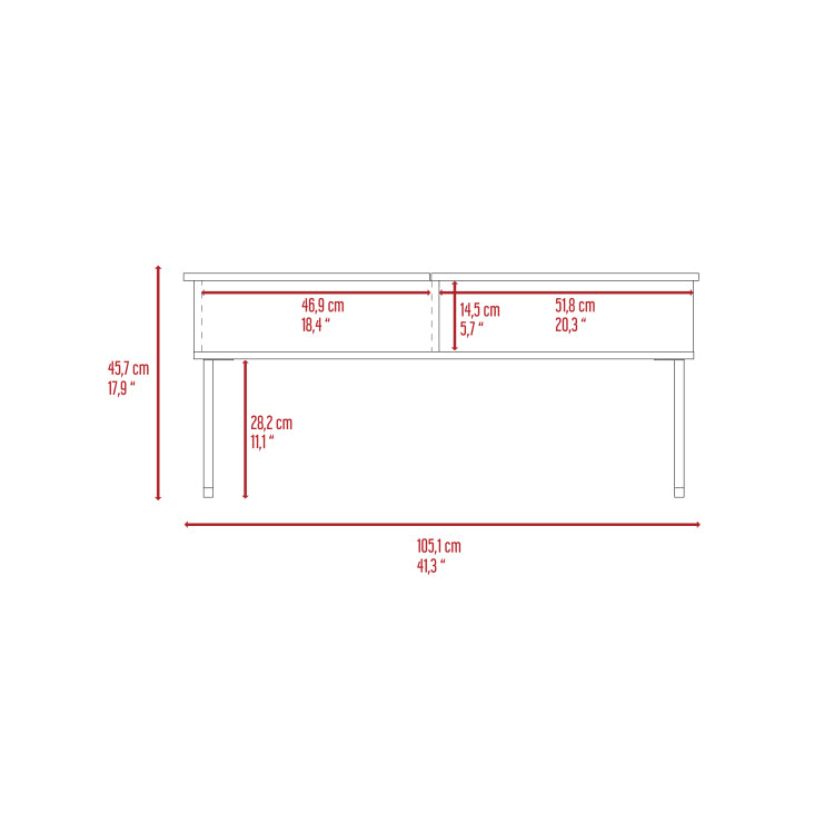 Carbon Espresso And Onyx 1 Shelf Lift Top Coffee Table