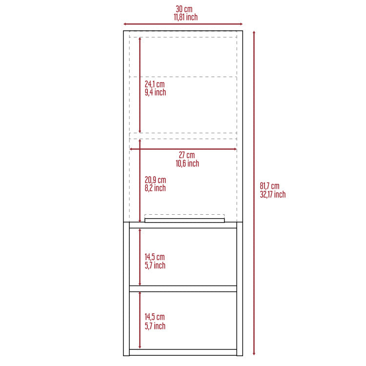 Light Grey 2 Shelf Bathroom Cabinet