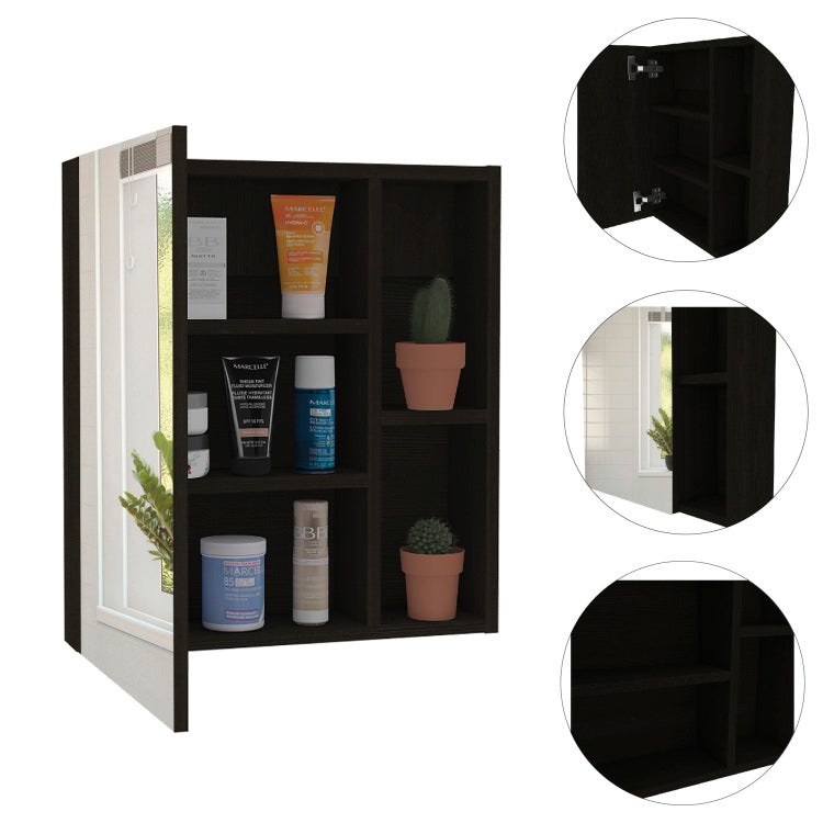 1 Shelf Rectangle Medicine Cabinet With Mirror Wenge