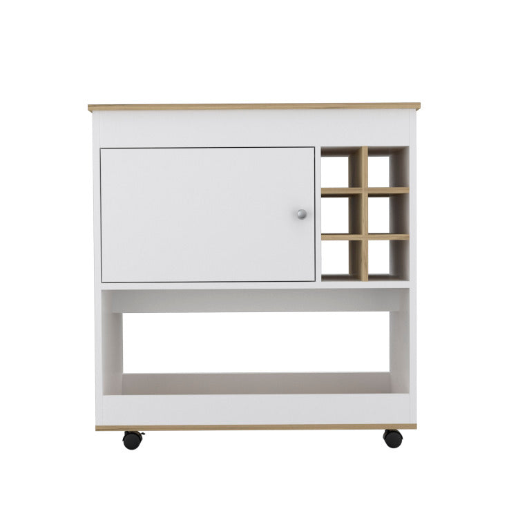 Pendleton 1 Shelf 6 Bottle Bar Cart Light Oak And White