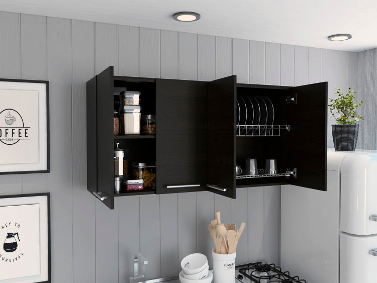 Rectangle Four Swing Doors Wall Cabinet Wenge