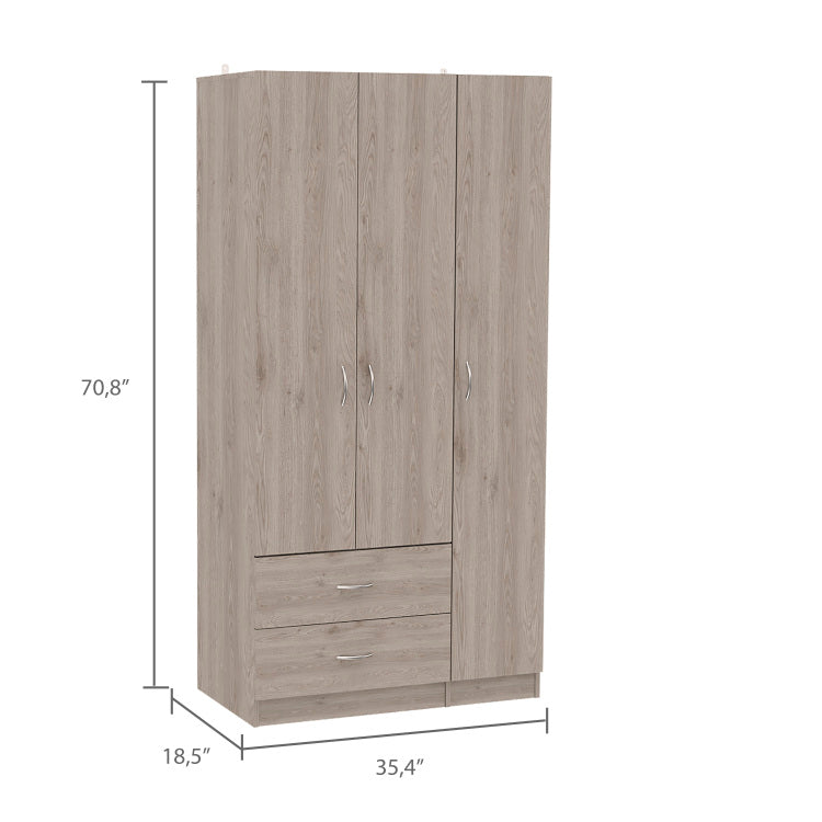 Rowaton 2 Drawer 3 Door Armoire Light Gray