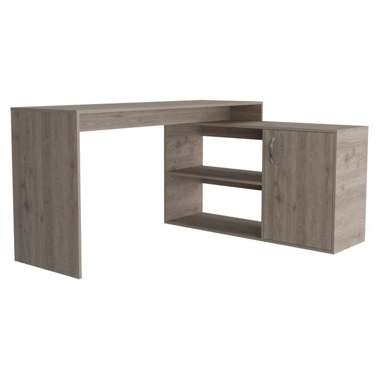Ridley 2 Shelf L Shaped Writing Desk Light Gray