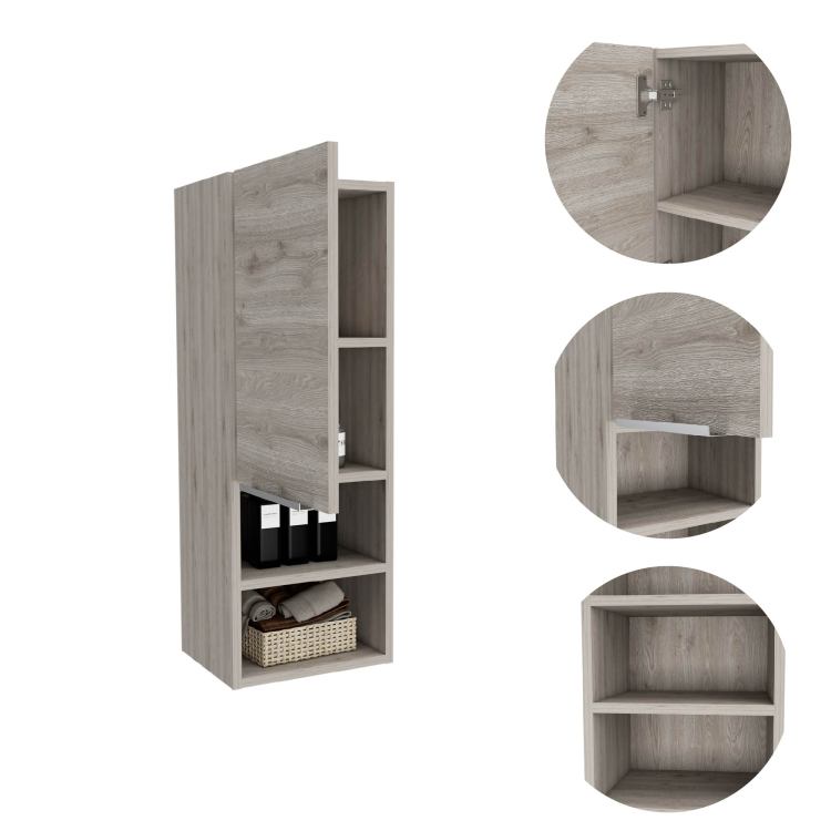 Light Grey 2 Shelf Bathroom Cabinet