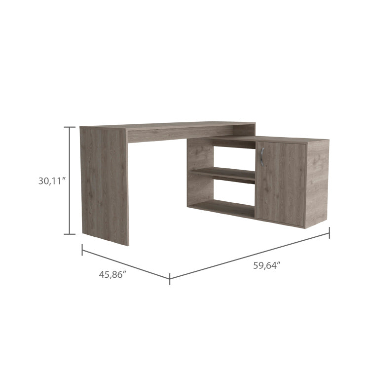 Ridley 2 Shelf L Shaped Writing Desk Light Gray
