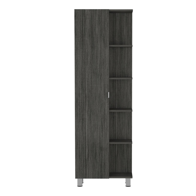 Smokey Oak 5 Shelf Linen Cabinet