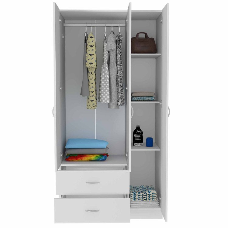 Rowaton 2 Drawer 3 Door Armoire White