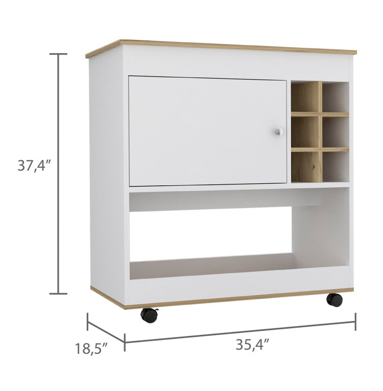Pendleton 1 Shelf 6 Bottle Bar Cart Light Oak And White