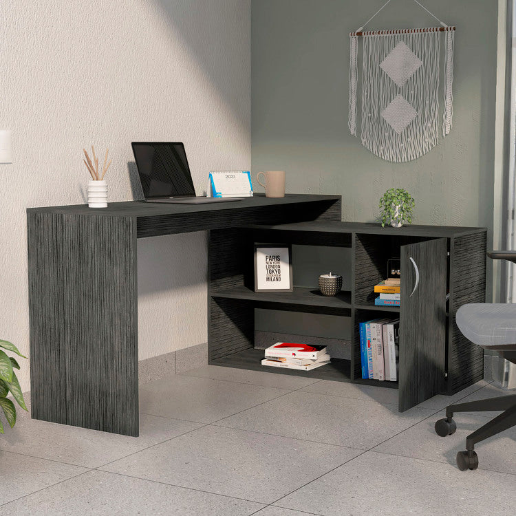 Smokey Oak 2 Shelf L Shaped Office Desk