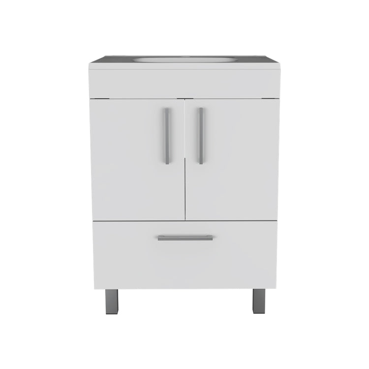 White 2 Door Rectangle Single Bathroom Vanity