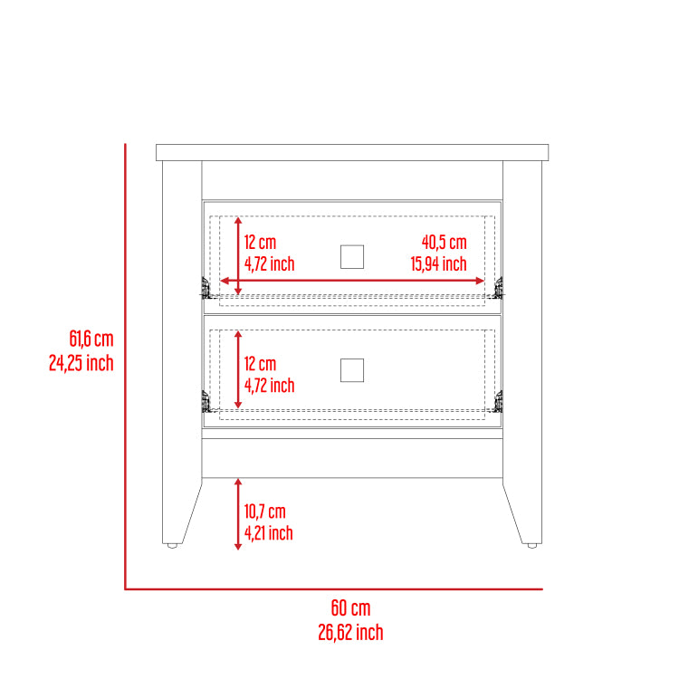 Windsor 2 Drawer Nightstand White