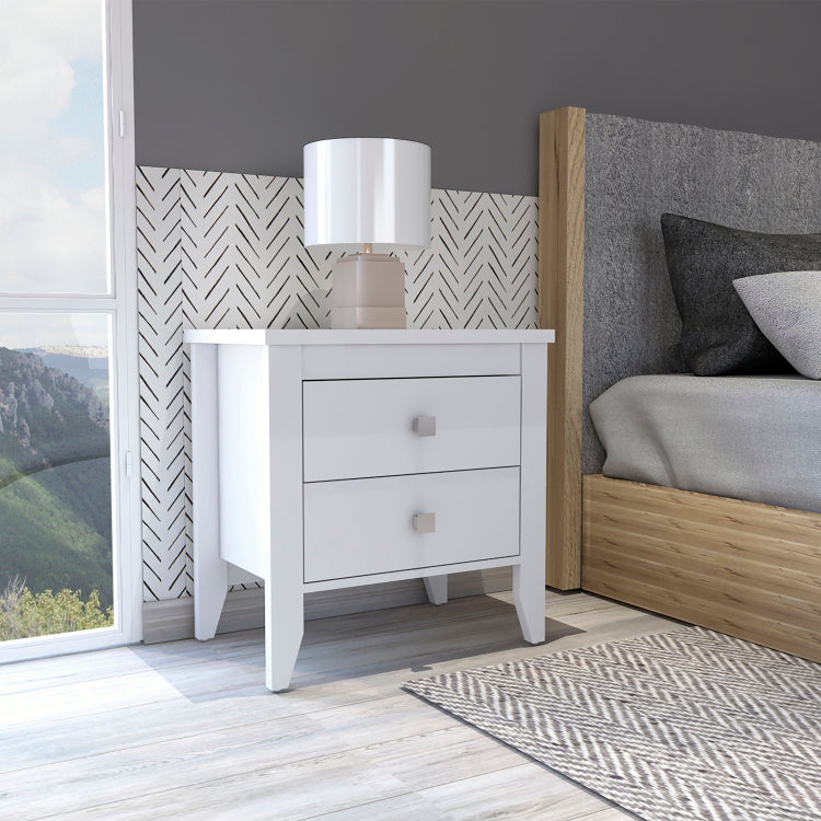 Windsor 2 Drawer Nightstand White