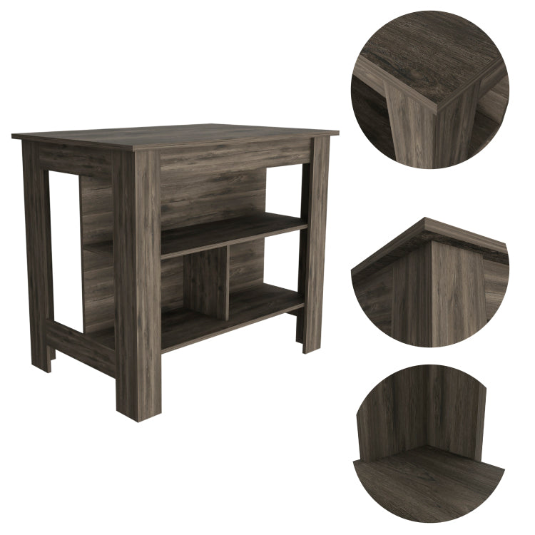 Dark Brown 3 Shelf Kitchen Island