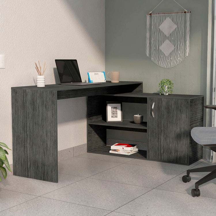 Smokey Oak 2 Shelf L Shaped Office Desk