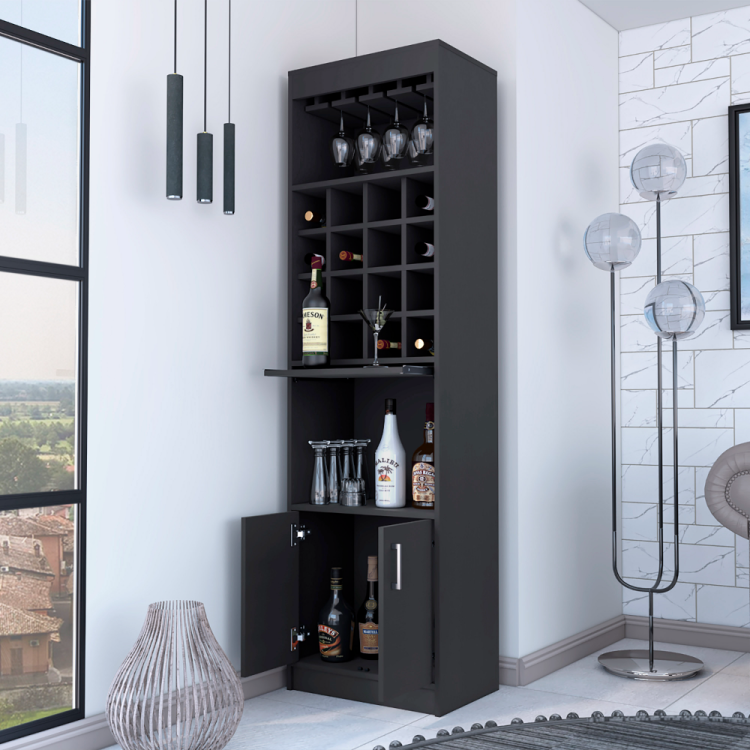 Wenge 16 Bottle 1 Shelf Bar Cabinet