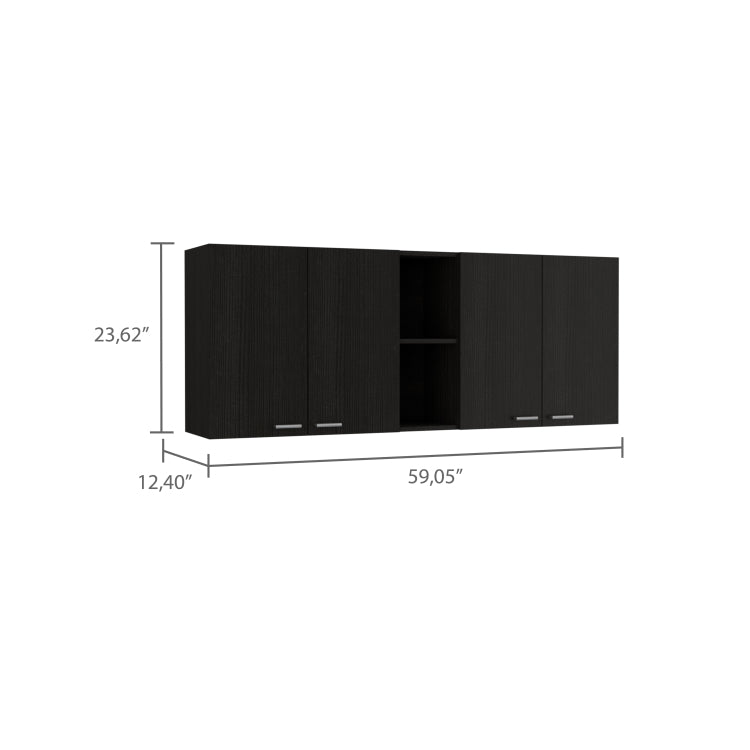 59 Inch Four Swing Doors Wall Cabinet Wenge