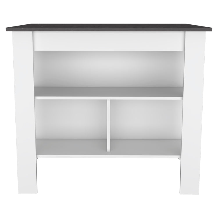 Rockaway 3 Shelf Kitchen Island White And Onix
