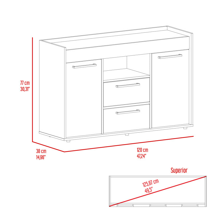 Chapella 2 Drawer Sideboard Dark Walnut