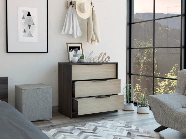 Cannon 3 Drawer Rectangle Dresser Wenge And Light Oak