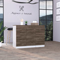 Laurel 3 Drawer L Shaped Convertible Kitchen Island White And Dark Walnut