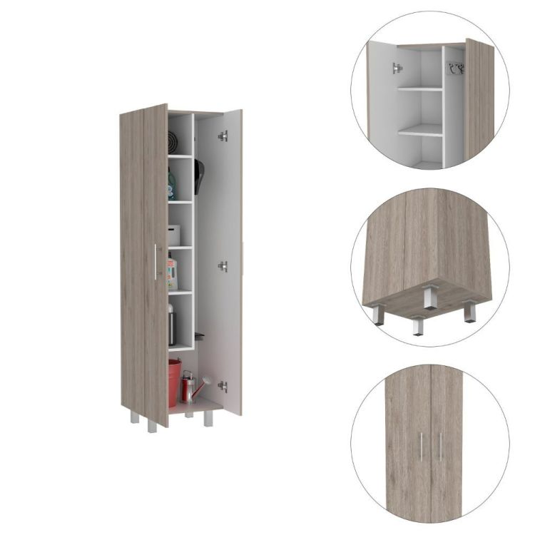 Halifax 2 Door Rectangle Closet Pantry Light Gray And White
