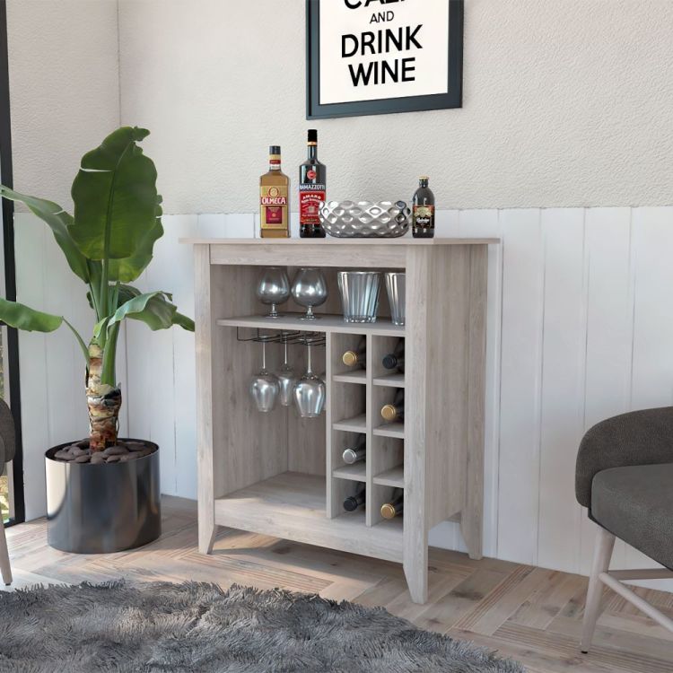 Canaan 6 Bottle 1 Drawer 1 Shelf Bar Cabinet Light Grey