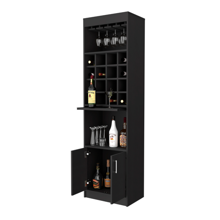 Wenge 16 Bottle 1 Shelf Bar Cabinet