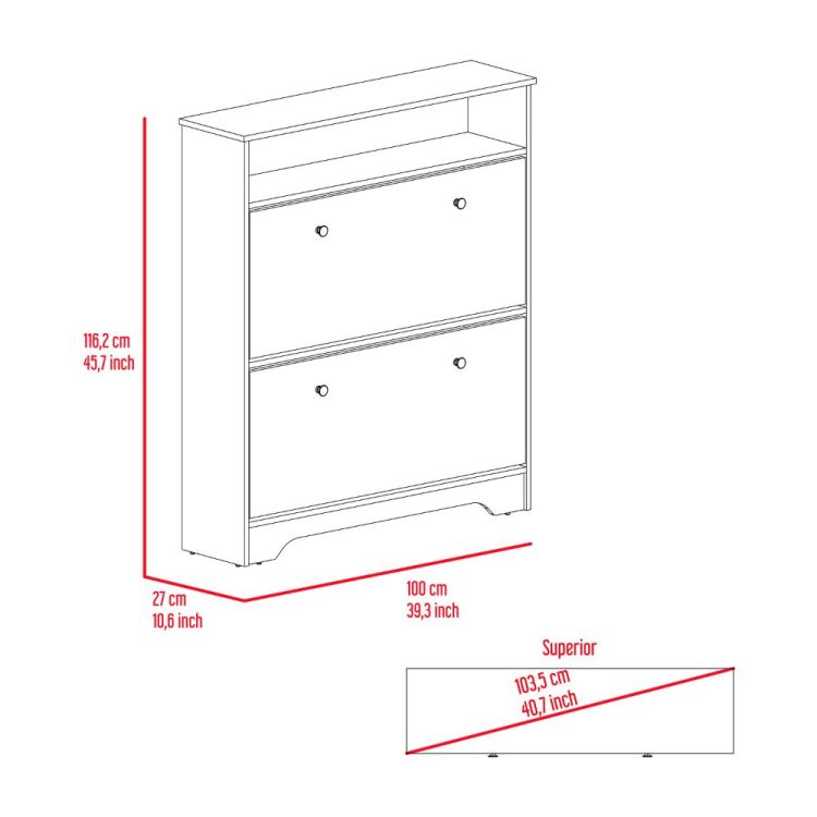 Cranbery 2 Shelf Shoe Rack Light Oak And White