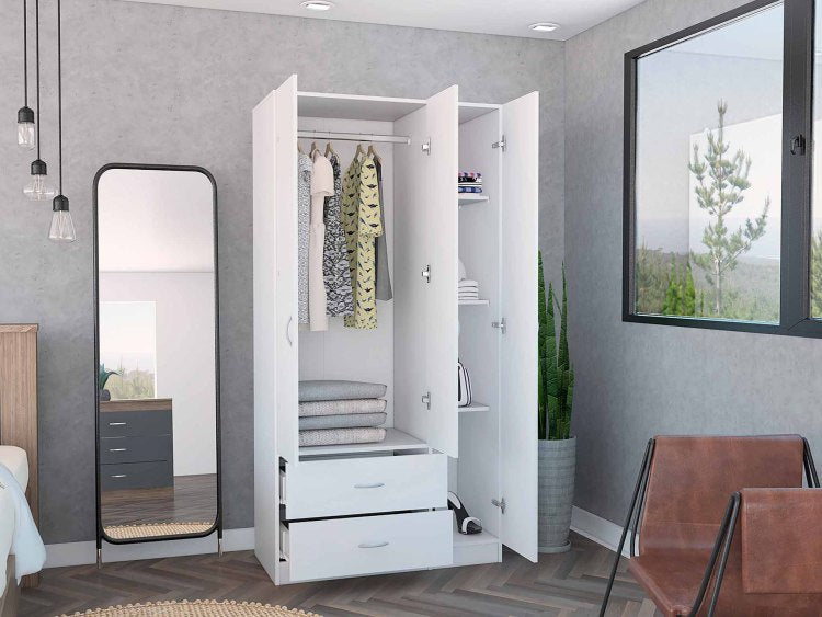 Rowaton 2 Drawer 3 Door Armoire White
