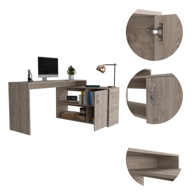 Ridley 2 Shelf L Shaped Writing Desk Light Gray