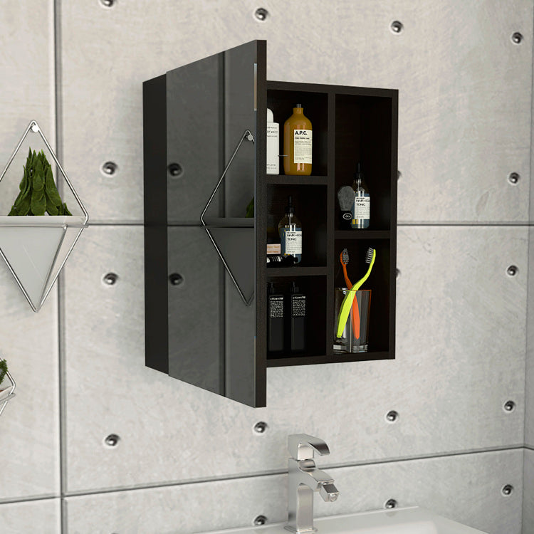 1 Shelf Rectangle Medicine Cabinet With Mirror Wenge