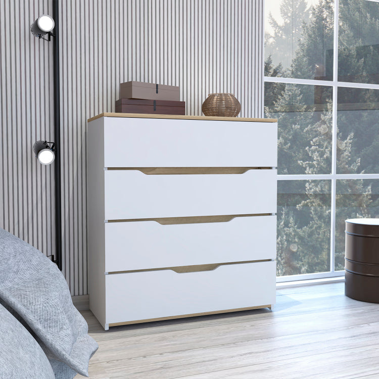 Lynbrook 4 Drawer Dresser White And Light Oak