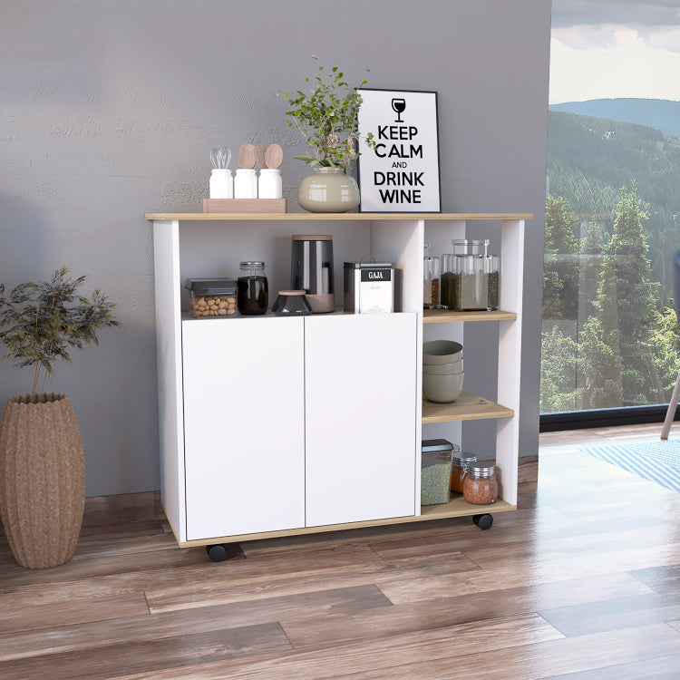 Benton 4 Shelf Kitchen Island Light Oak And White