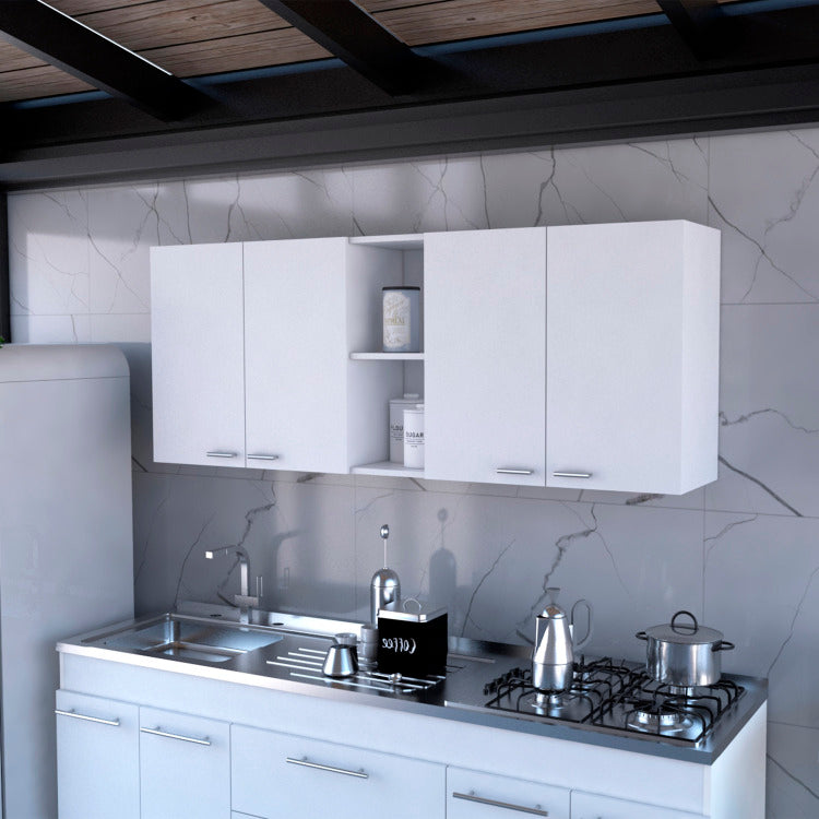 Menlo 59 Inch Four Swing Doors Wall Cabinet White