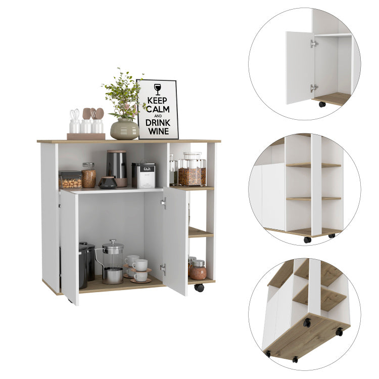 Benton 4 Shelf Kitchen Island Light Oak And White