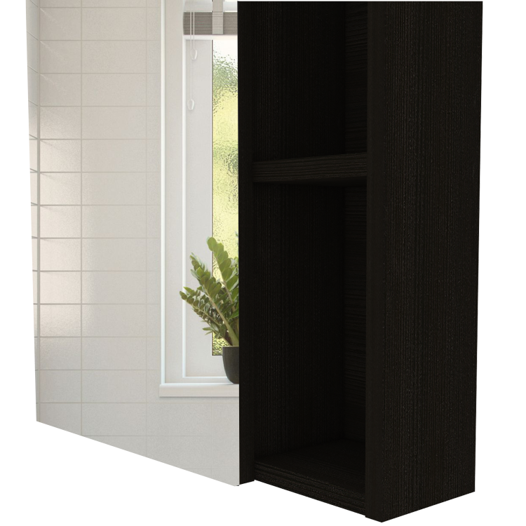 1 Shelf Rectangle Medicine Cabinet With Mirror Wenge