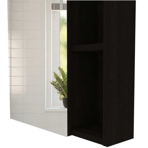 1 Shelf Rectangle Medicine Cabinet With Mirror Wenge