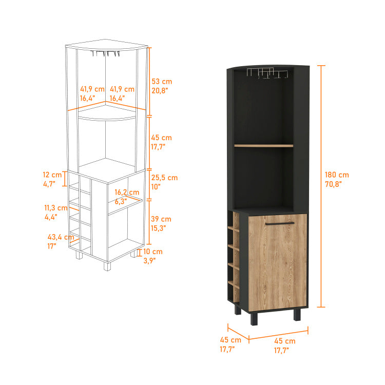 Hamden 10 Bottle 1 Shelf Bar Cabinet Wenge And Pine