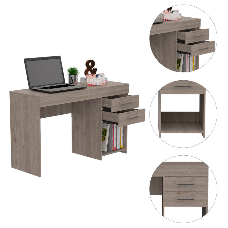 Berkeley 1 Shelf 2 Drawer Computer Desk Light Grey