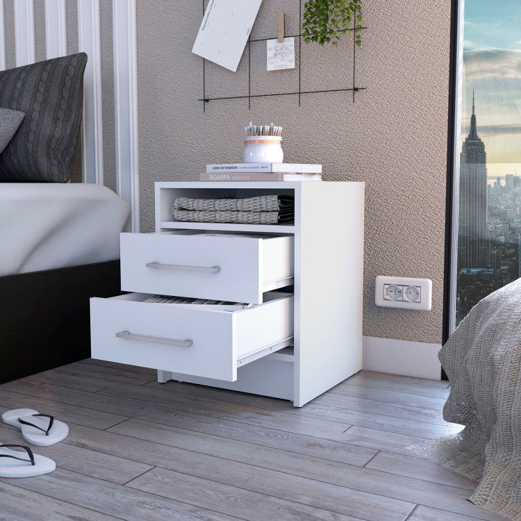 Rowley 2 Drawer 1 Shelf Rectangle Nightstand White