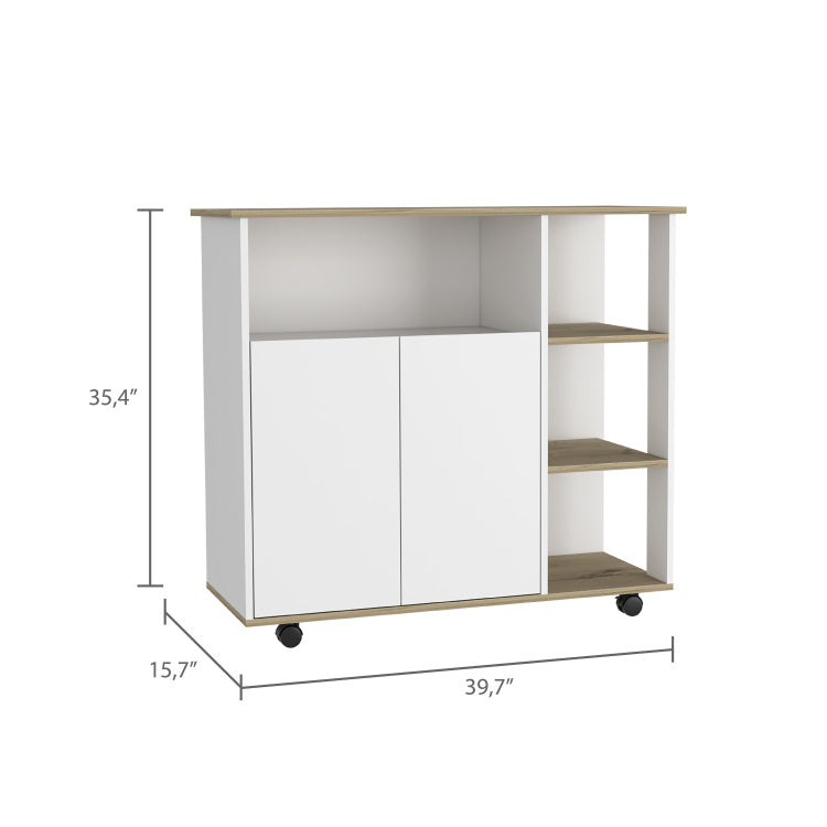 Benton 4 Shelf Kitchen Island Light Oak And White