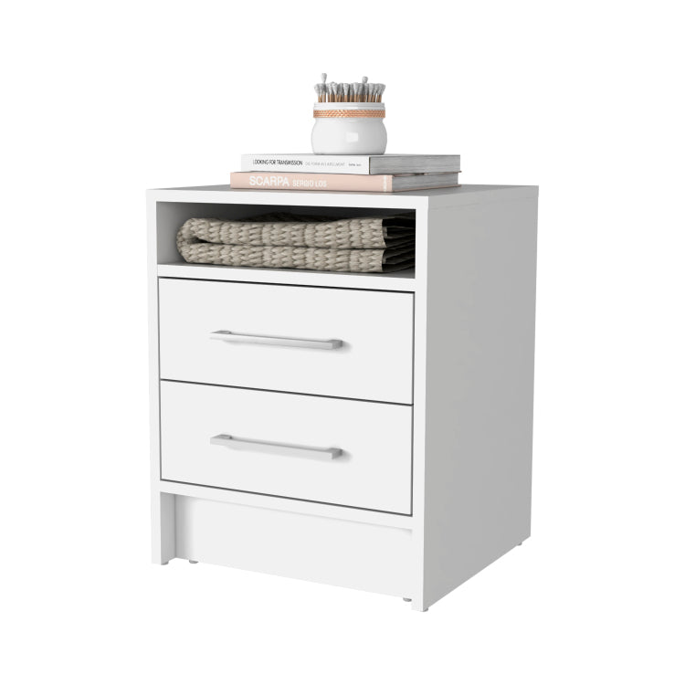 Rowley 2 Drawer 1 Shelf Rectangle Nightstand White