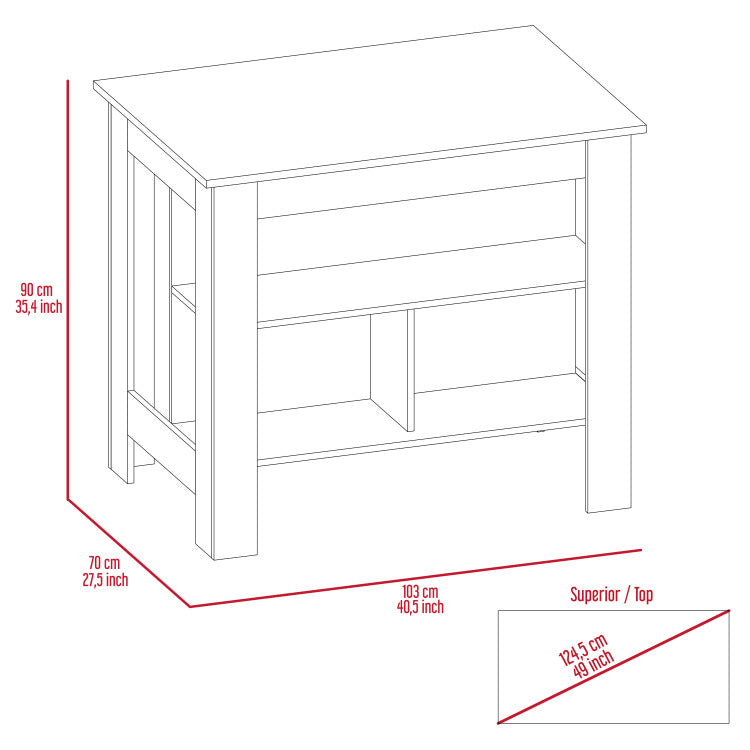 Rockaway 3 Shelf Kitchen Island White And Onix