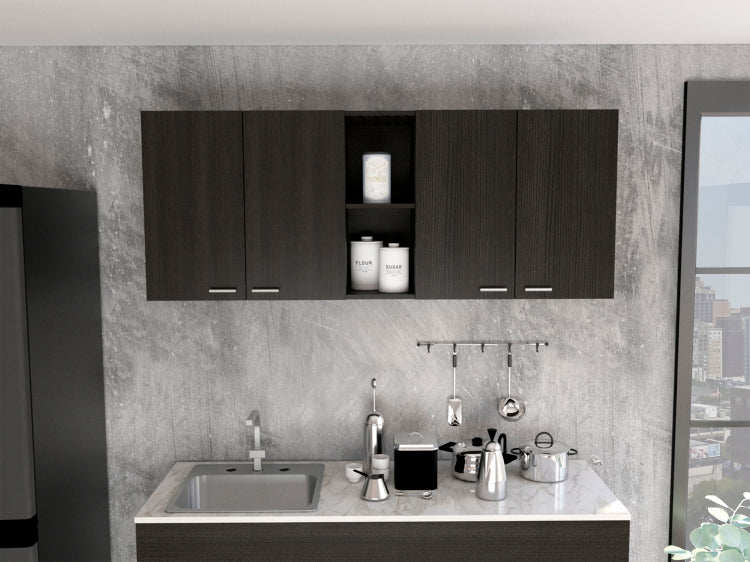 59 Inch Four Swing Doors Wall Cabinet Wenge
