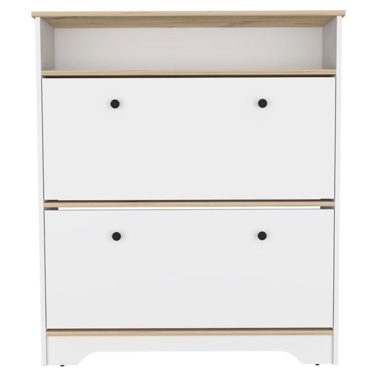 Cranbery 2 Shelf Shoe Rack Light Oak And White