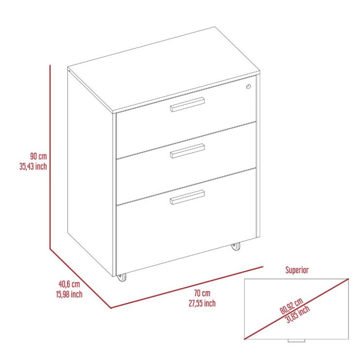 3 Drawer Rectangle Chest With Caster Wenge