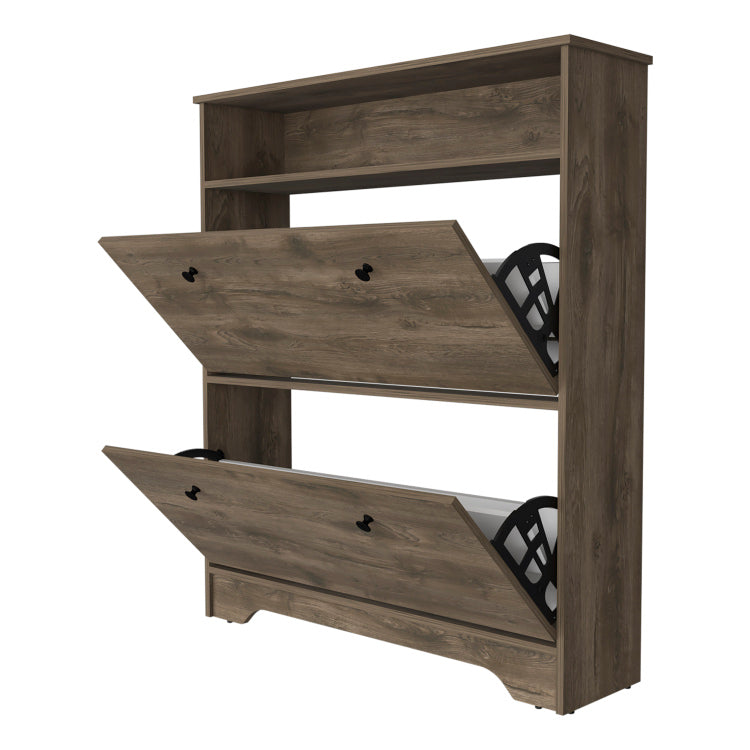 Cranbery 2 Shelf Shoe Rack Dark Brown